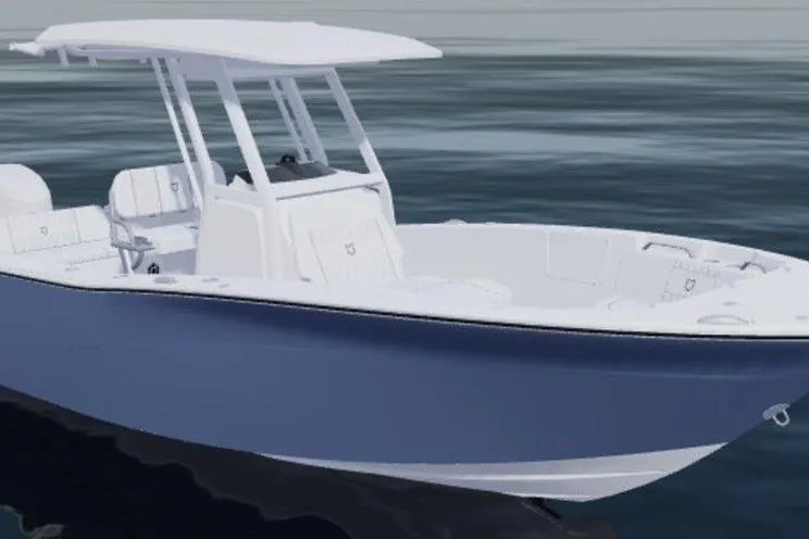 Slide: The Image of 2026 Sea Fox 268 Commander boat on calm water, featuring sleek design and spacious deck. - 99