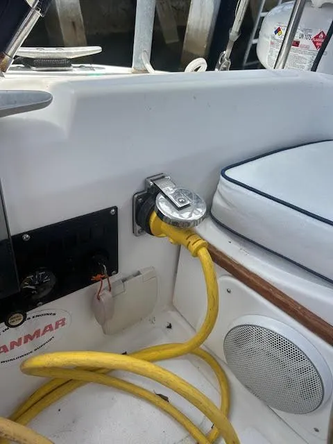 Slide: The Image of Garmin GPS device displaying nautical map on a 1987 Hunter 35 sailboat. - 14