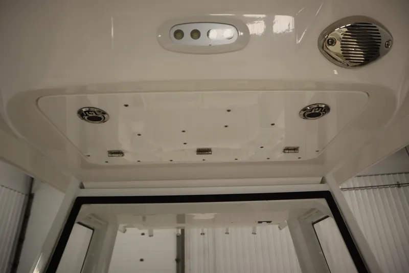 Slide: The Image of 2026 Sea Fox 248 Commander boat interior ceiling with lighting and speaker features. - 18