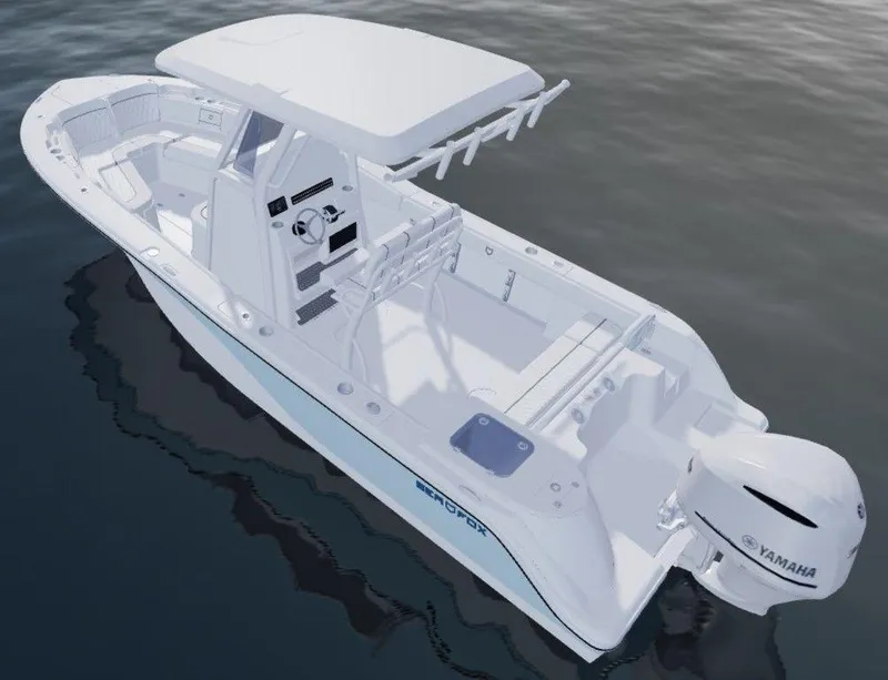 Slide: The Image of 2026 Sea Fox 248 Commander boat with Yamaha engine on calm water. - 62