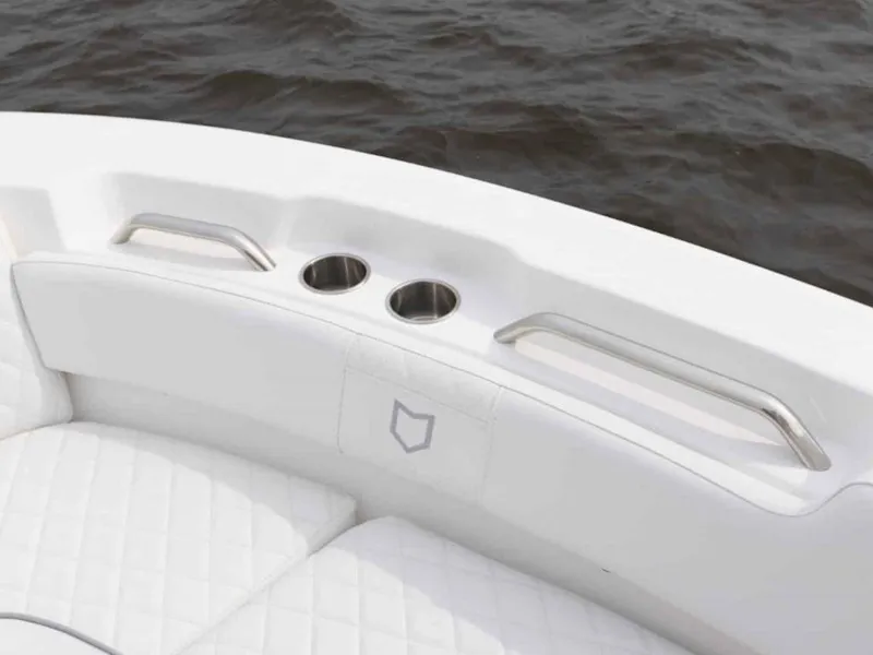 Slide: The Image of 2026 Sea Fox 248 Commander boat interior with cup holders and quilted seating. - 77