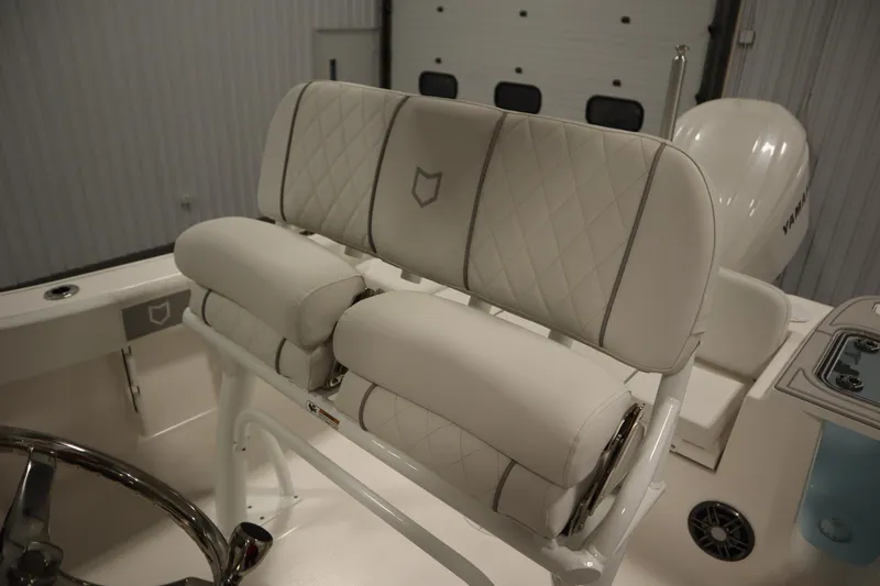 Slide: The Image of 2026 Sea Fox 228 Commander boat with luxurious white seating and diamond stitching. - 38