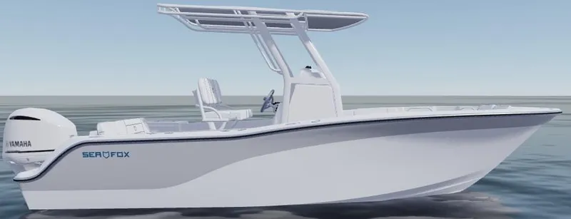 Slide: The Image of 2026 Sea Fox 228 Commander boat on calm water, featuring Yamaha engine. - 60