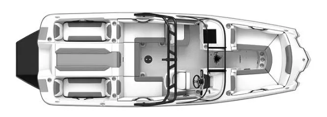 Slide: The Image of 2025 Heyday WT Surf boat, top view, showcasing seating and helm layout. - 46