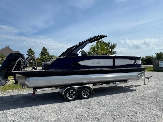 Slide: The Image of Luxurious interior of 2026 Barletta LUSSO 25 UCA pontoon boat with plush seating. - 12