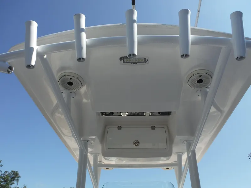 Slide: The Image of 2017 Sea Fox 266 Commander boat top view with rod holders and speakers. - 25