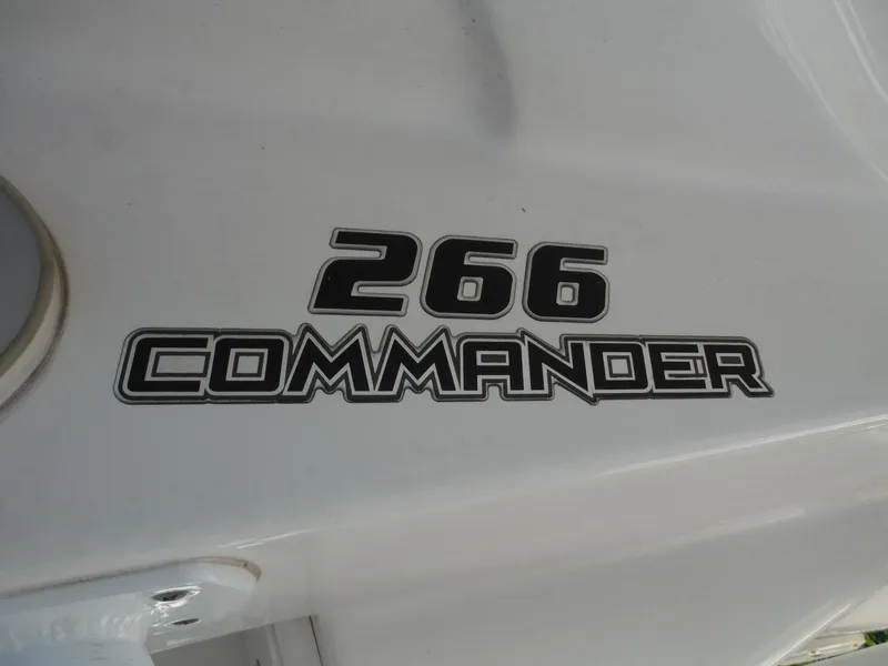 Slide: The Image of Sea Fox 266 Commander 2017 model logo on boat hull. - 36