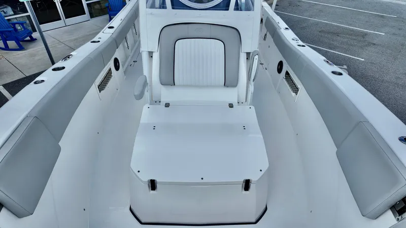 Slide: The Image of 2023 Sea Fox 268 Commander boat interior with seating and storage features. - 9