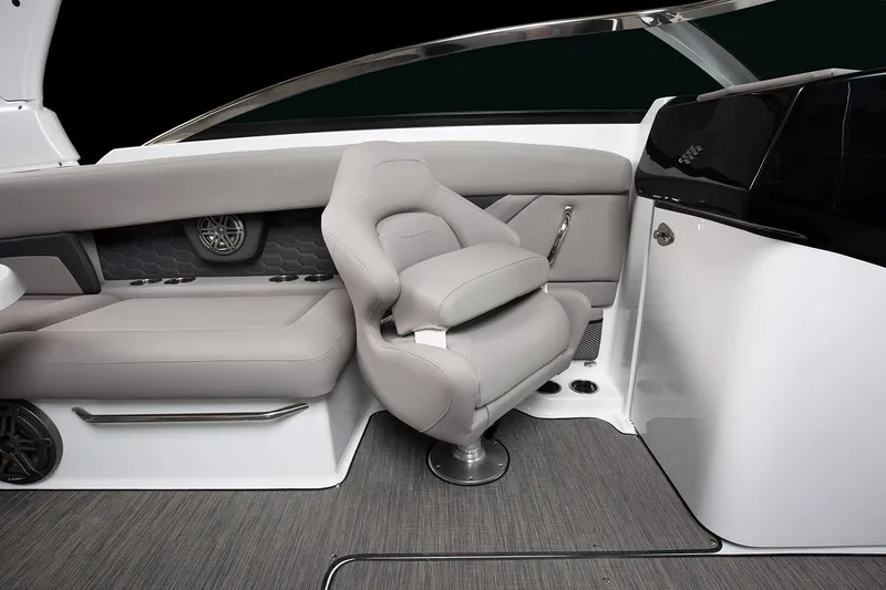 Slide: The Image of Manufacturer Provided Image: 2024 Four Winns HD8 OB boat interior with gray seating and modern design. - 31