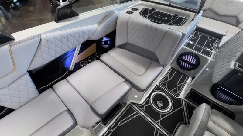 Slide: The Image of 2026 Tigé Z3 boat interior with luxurious seating and modern design elements. - 23