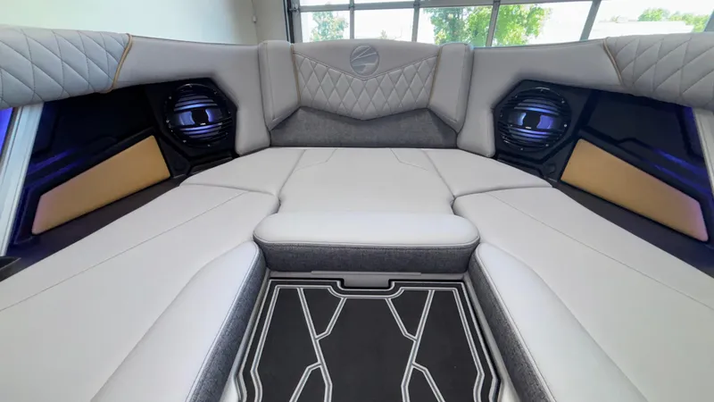 Slide: The Image of Luxurious interior of 2026 Tigé Z3 boat with plush seating and modern design. - 27