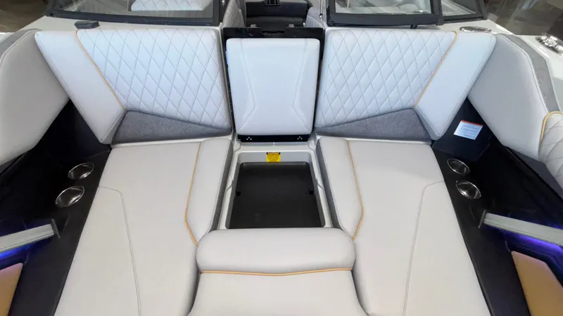Slide: The Image of 2026 Tigé Z3 boat interior with luxurious seating and cup holders. - 31