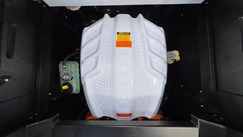 Slide: The Image of 2026 Tigé Z3 boat engine compartment with Raptor engine cover. - 42