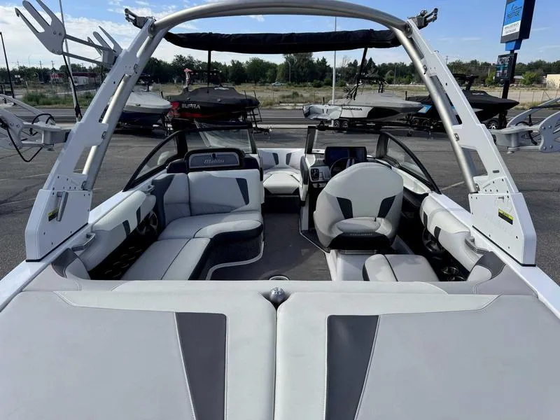 Slide: The Image of 2017 Malibu Wakesetter 20 VTX boat interior with sleek seating and modern design. - 6