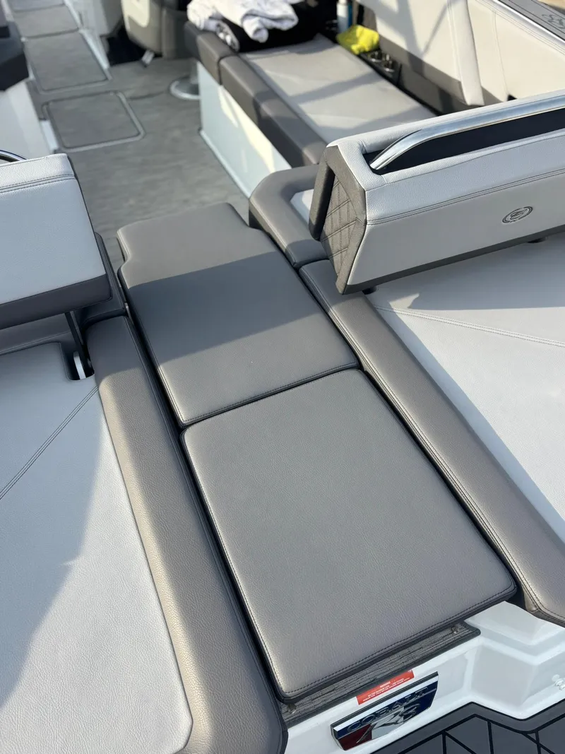 Slide: The Image of 2024 Cobalt R8 Outboard boat interior with sleek, modern seating and luxurious design. - 20