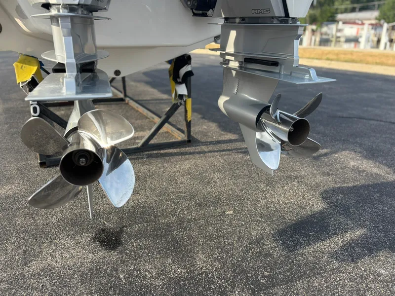 Slide: The Image of 2024 Cobalt R8 Outboard propellers on display, showcasing sleek design and engineering. - 5