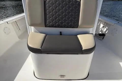 Slide: The Image of 2021 Tidewater 2410 Bay Max boat seat with cushioned backrest and storage. - 41