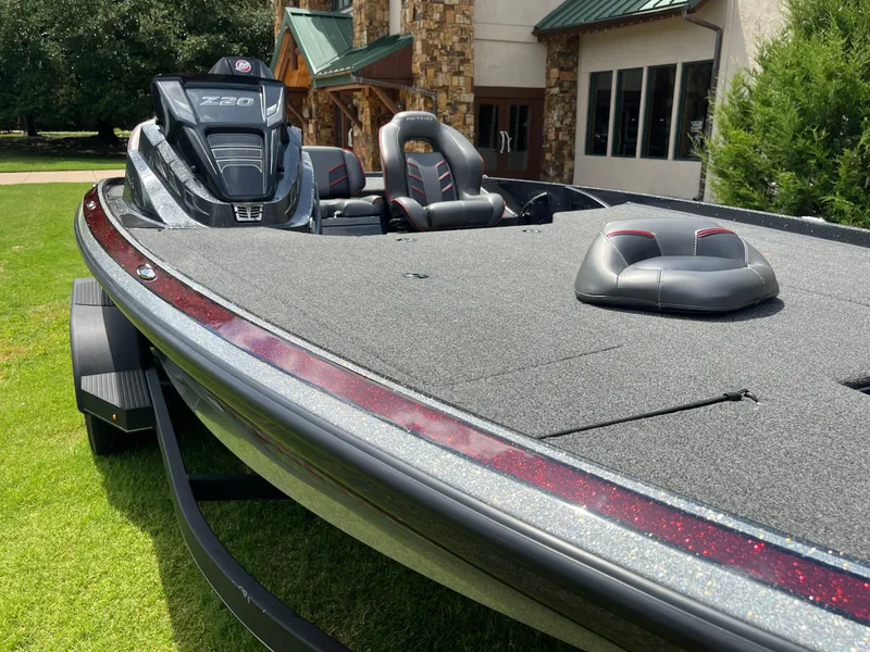 Slide: The Image of 2023 Nitro Z20 boat with Garmin trolling motor and advanced fishing equipment. - 5