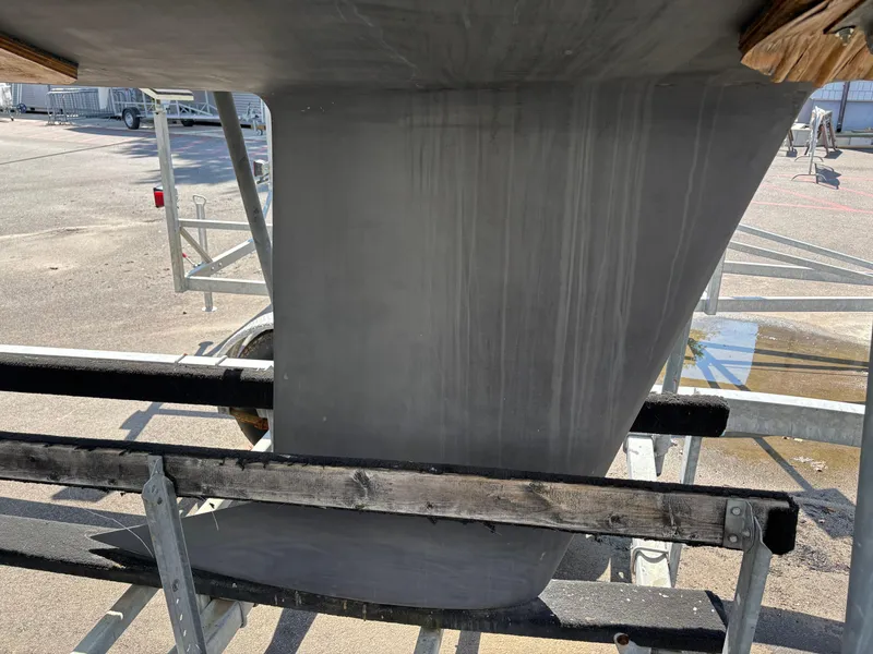 Slide: The Image of Close-up of a 1997 J Boats J/80 keel on a trailer. - 3