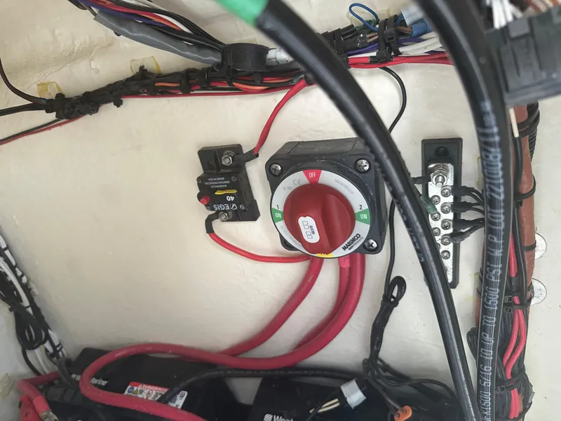 Slide: The Image of 2024 Pioneer 202 Sportfish boat wiring and battery switch setup. - 34