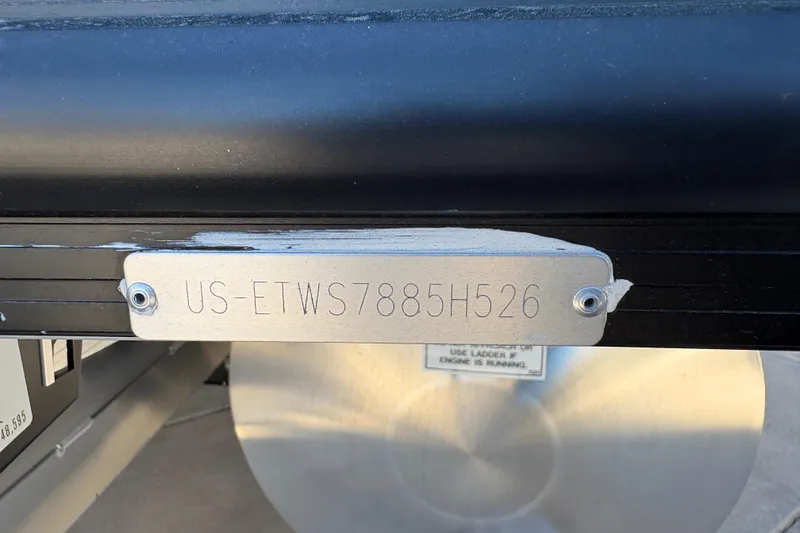 Slide: The Image of 2026 Bennington 24 MFB boat identification plate with serial number. - 18