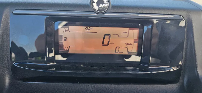 Slide: The Image of Dashboard of 2023 Sea-Doo Switch Sport Compact showing speed and fuel indicators. - 10