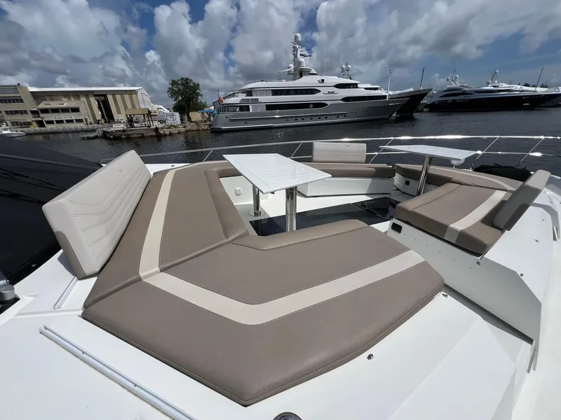 Slide: The Image of Luxurious 2020 Galeon 680 Fly yacht with spacious sunbathing area and elegant design. - 10