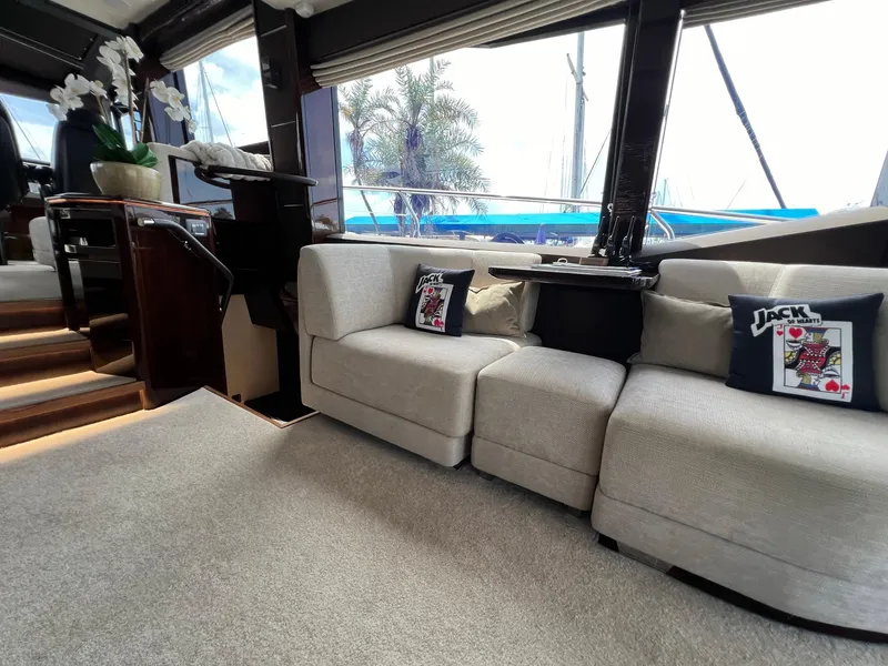 Slide: The Image of Luxurious interior of 2020 Galeon 680 Fly yacht with plush seating and decorative pillows. - 36