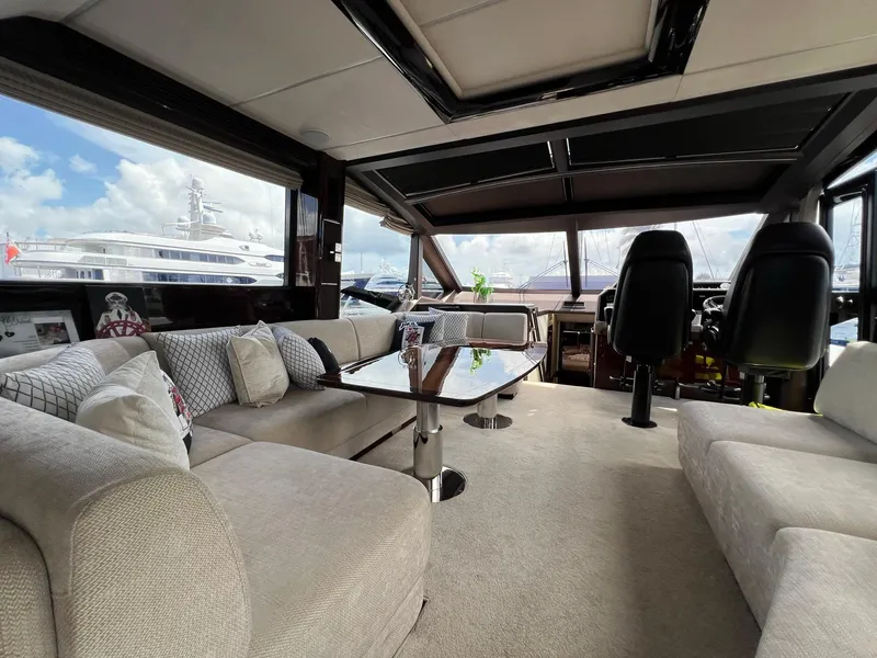 Slide: The Image of Luxurious interior of 2020 Galeon 680 Fly yacht with elegant seating and decor. - 39