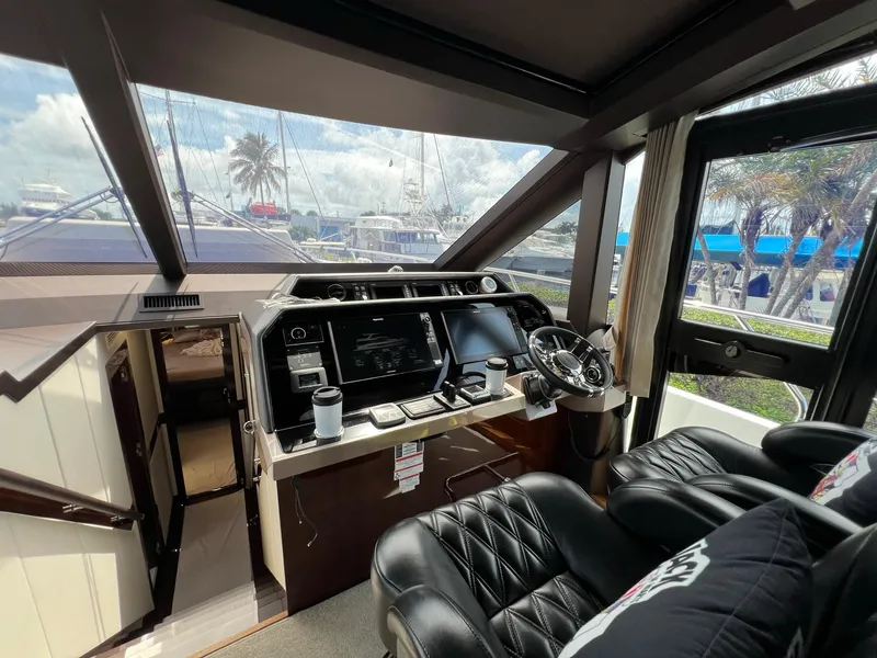 Slide: The Image of Luxurious interior of 2020 Galeon 680 Fly yacht with plush seating and modern helm. - 41