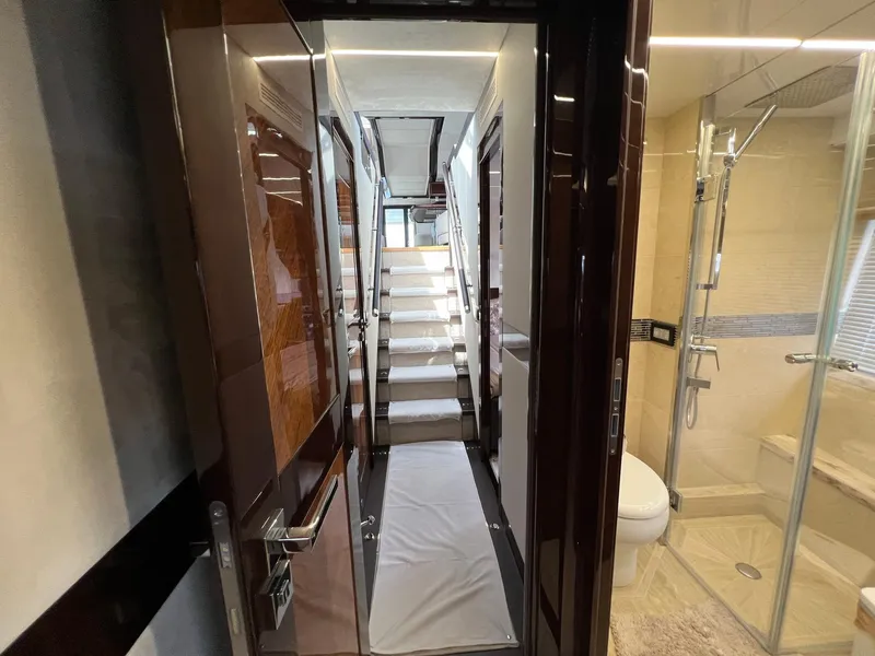 Slide: The Image of Luxurious bathroom in 2020 Galeon 680 Fly yacht with modern fixtures and elegant design. - 50