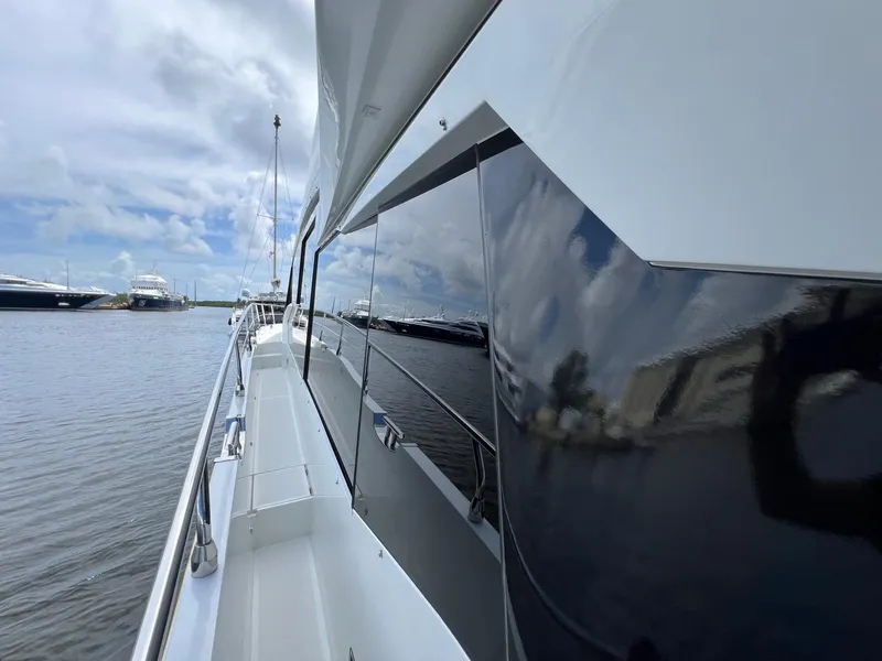 Slide: The Image of Control panel on 2020 Galeon 680 Fly yacht with joystick and sleek design. - 7