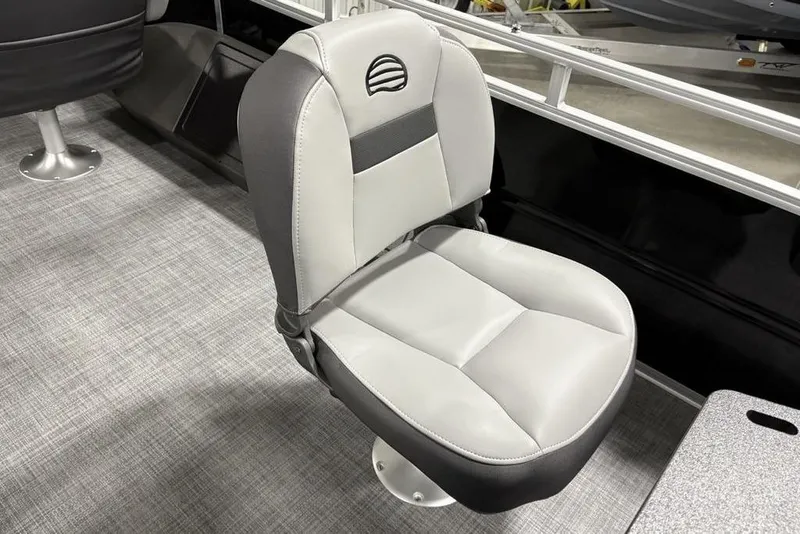 Slide: The Image of 2026 Sun Tracker SportFish™ 22 DLX boat seat, gray upholstery, modern design. - 17