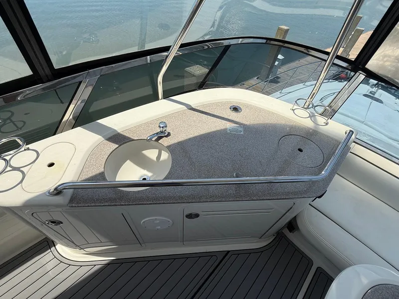 Slide: The Image of 2007 Sea Ray 52 Sedan Bridge yacht interior with sink and countertop. - 21