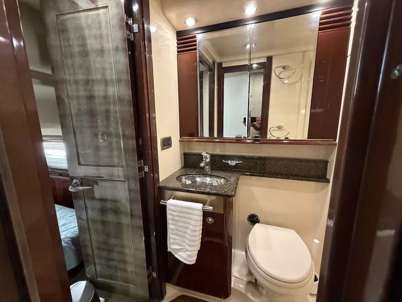 Slide: The Image of Luxurious bathroom in 2007 Sea Ray 52 Sedan Bridge yacht with modern fixtures. - 39