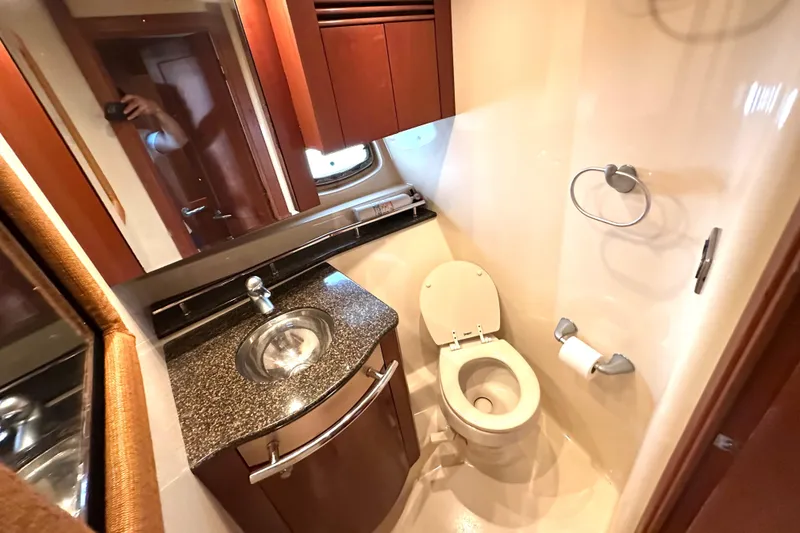 Slide: The Image of Luxurious bathroom in 2005 Sea Ray 48 Sundancer yacht with modern fixtures. - 22