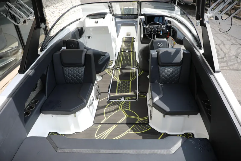 Slide: The Image of 2023 Scarab 255 ID boat interior with modern seating and sleek design. - 6