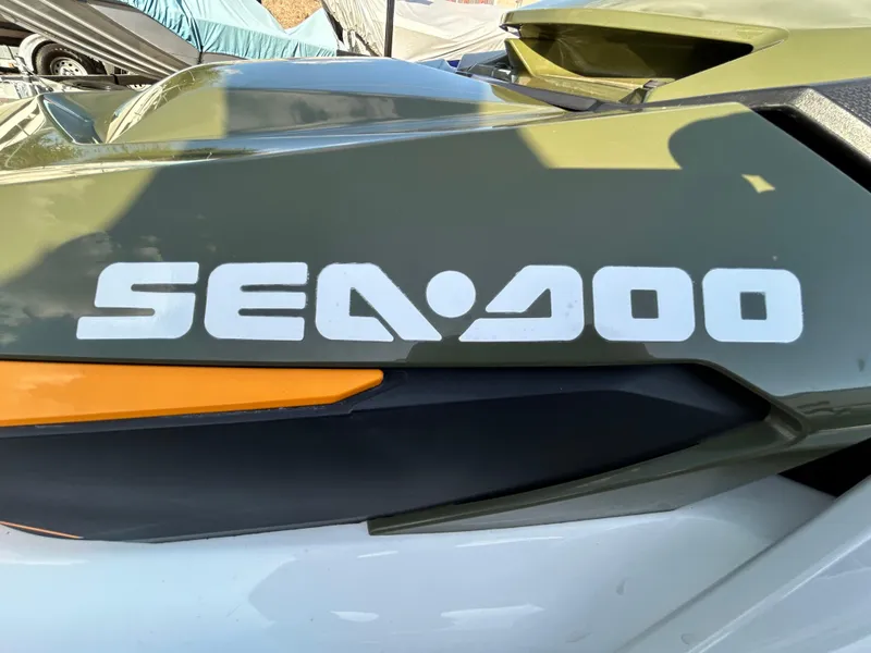 Slide: The Image of 2020 Sea-Doo FISH PRO 170 close-up, showcasing logo and design details. - 14