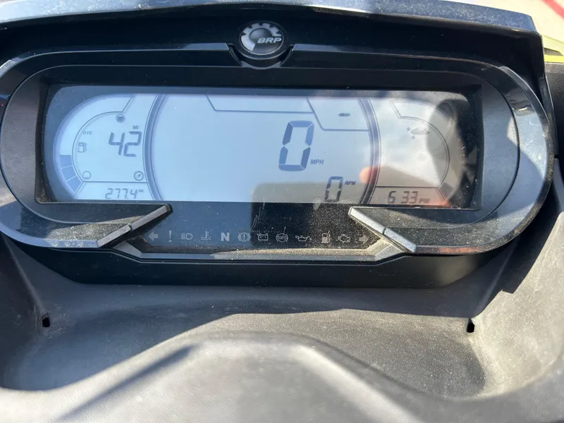 Slide: The Image of Dashboard of 2020 Sea-Doo FISH PRO 170 showing speed, fuel, and time. - 27