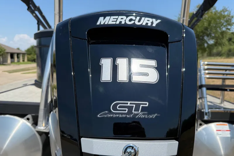 Slide: The Image of Mercury 115 CT Command Thrust engine on 2025 Flagship E22RF Sport Toon boat. - 11