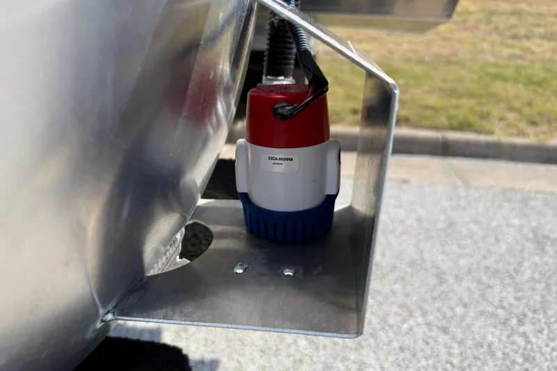 Slide: The Image of Bilge pump installation on 2025 Flagship E22RF Sport Toon boat. - 29