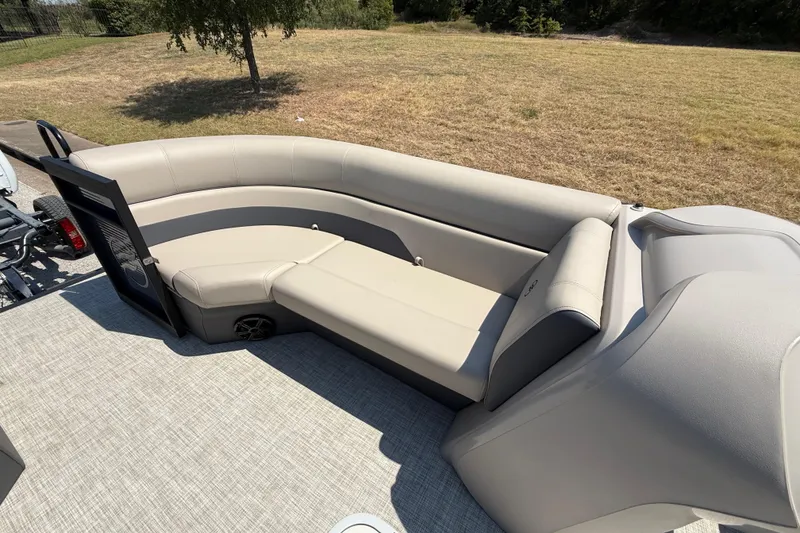 Slide: The Image of Luxurious seating on 2025 Flagship F22CU SPORT TOON boat, featuring sleek design and comfort. - 28