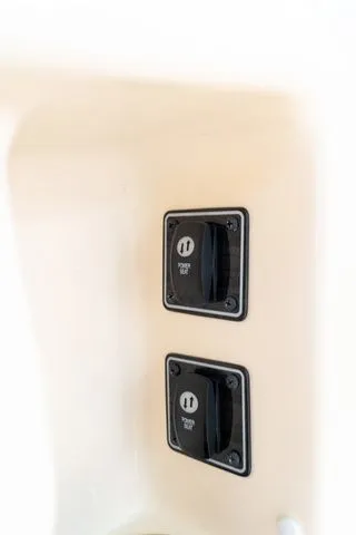 Slide: The Image of 2024 Grady-White Freedom 307 boat switches on a beige panel. - 46