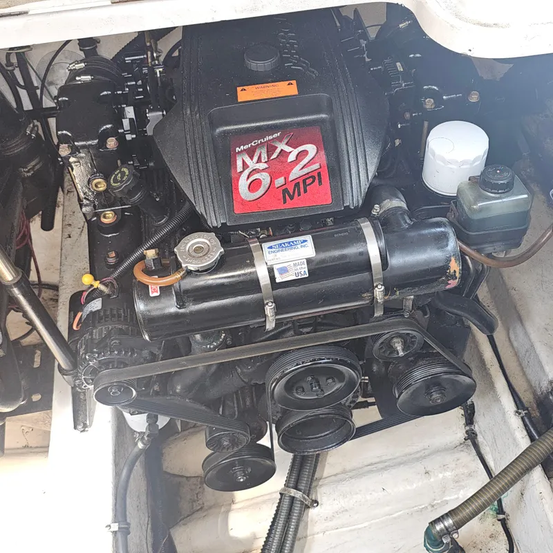 Slide: The Image of Engine compartment of a 2000 Formula 31 PC boat with MerCruiser MX 6.2 MPI engine. - 28