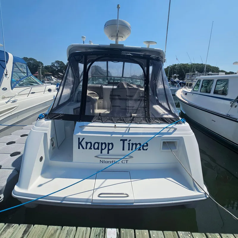 Slide: The Image of 2000 Formula 31 PC boat named "Knapp Time" docked in Niantic, CT marina. - 5