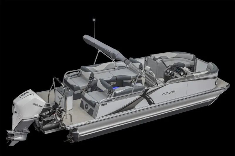Slide: The Image of Manufacturer Provided Image: 2025 Avalon LSZ Quad Lounger Shift pontoon boat with modern design and spacious seating. - 14