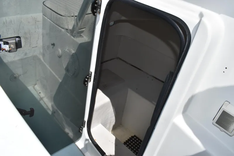 Slide: The Image of 2006 Cape Horn 27 CC boat interior cabin view with open door. - 18