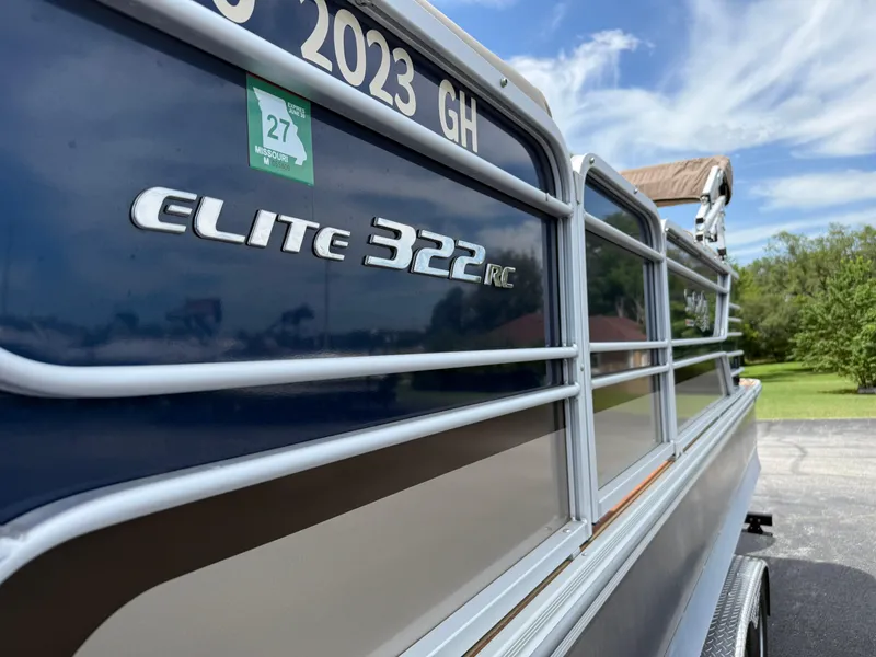 Slide: The Image of 2018 SunCatcher Elite 322 RC pontoon boat with Missouri registration sticker. - 7