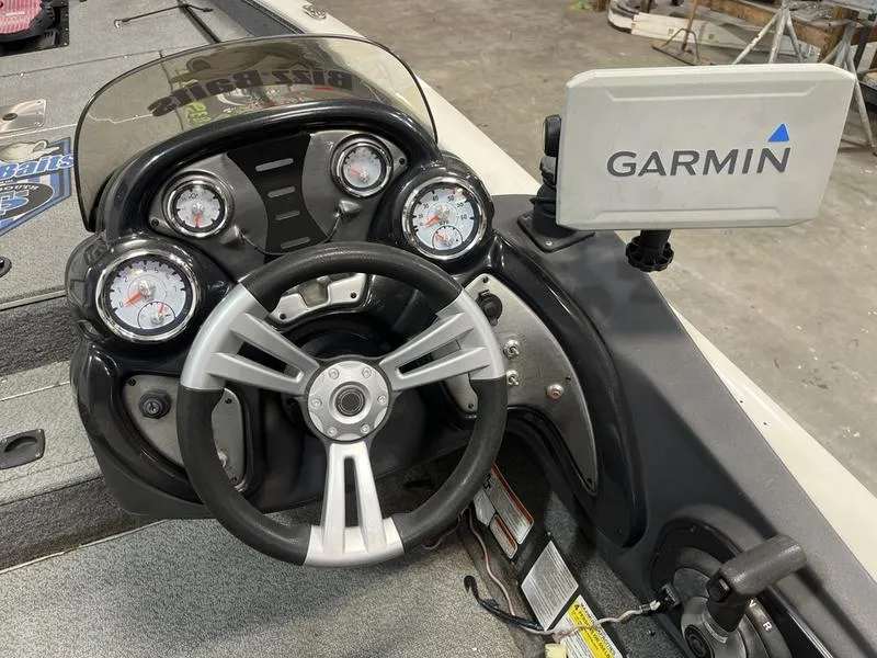 Slide: The Image of 2019 Tracker Pro Team 175 TXW boat dashboard with Garmin GPS and gauges. - 8