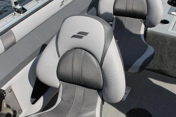 Slide: The Image of Manufacturer Provided Image: 2019 Starcraft Titan 186 boat seats, gray and black upholstery. - 6
